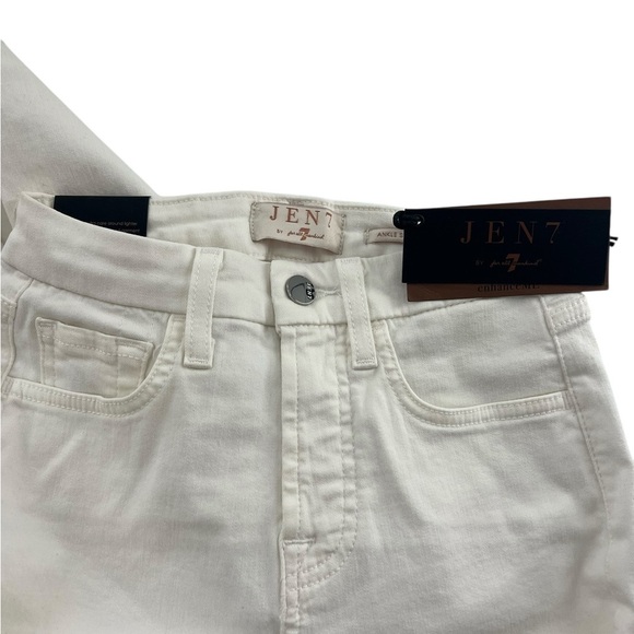 NWT Jen 7 Sequin/Fringe Embellished Ankle Straight White Jeans 00 - Picture 6 of 6